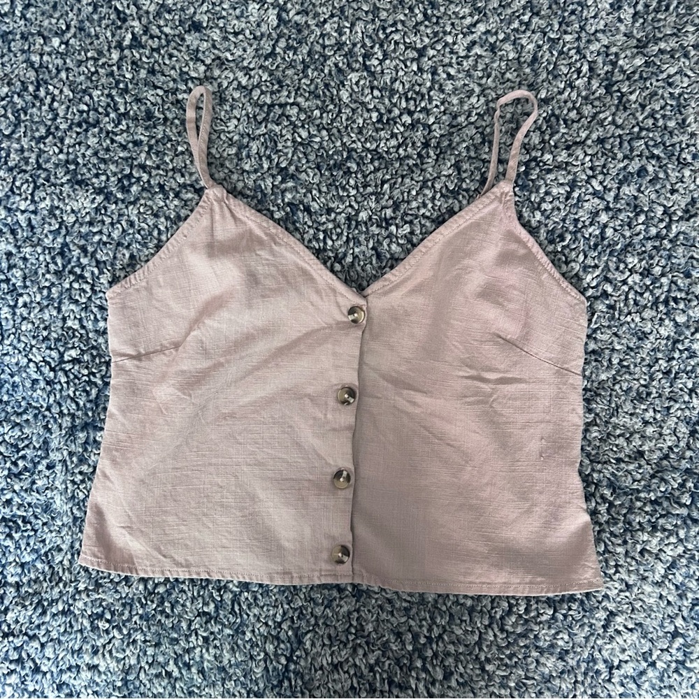 Linen button up tank top
